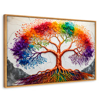Cuadros Decorativos Canvas Revolution | Arbol Vida Arcoiris | Rectangular | Portada | Marco Madera