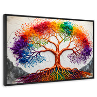 Cuadros Decorativos Canvas Revolution | Arbol Vida Arcoiris | Rectangular | Portada | Marco Negro