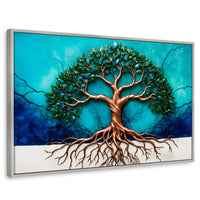 Cuadros Decorativos Canvas Revolution | Arbol Vida Energia | Rectangular | Portada | Marco Plateado