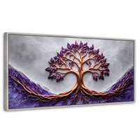 Cuadros Decorativos Canvas Revolution | Arbol Vida Lavanda | Panoramico | Portada | Marco Blanco