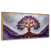 Cuadros Decorativos Canvas Revolution | Arbol Vida Lavanda | Panoramico | Portada | Marco Negro