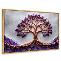 Cuadros Decorativos Canvas Revolution | Arbol Vida Lavanda | Rectangular | Portada | Marco Dorado