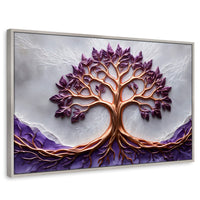 Cuadros Decorativos Canvas Revolution | Arbol Vida Lavanda | Rectangular | Portada | Marco Plateado