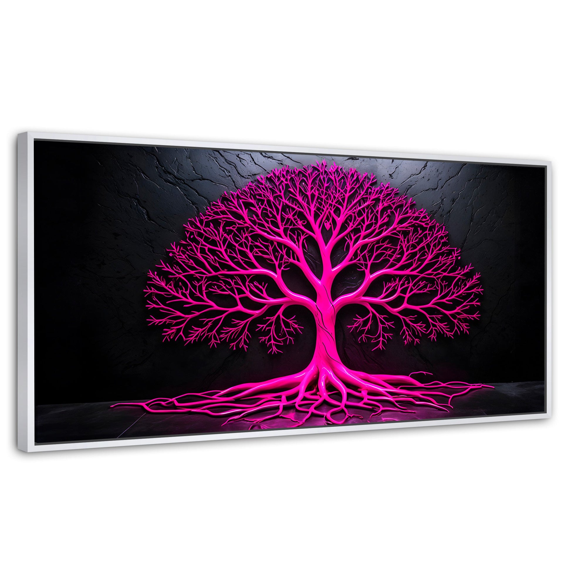 Cuadros Decorativos Canvas Revolution | Arbol Vida Rosa | Panoramico | Portada | Marco Dorado
