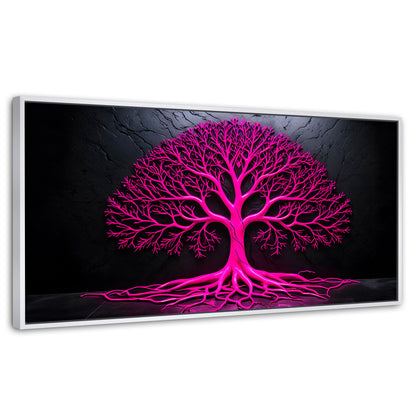 Cuadros Decorativos Canvas Revolution | Arbol Vida Rosa | Panoramico | Portada | Marco Dorado