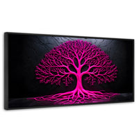 Cuadros Decorativos Canvas Revolution | Arbol Vida Rosa | Panoramico | Portada | Marco Plateado