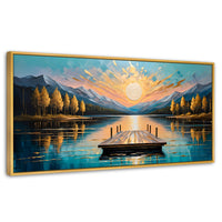 Cuadros Decorativos Canvas Revolution | Atardecer En Muelle | Panoramico | Portada | Marco Madera