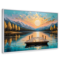 Cuadros Decorativos Canvas Revolution | Atardecer En Muelle | Rectangular | Portada | Marco Blanco