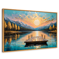 Cuadros Decorativos Canvas Revolution | Atardecer En Muelle | Rectangular | Portada | Marco Madera