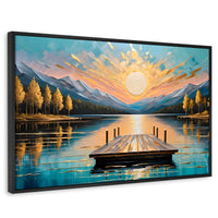 Cuadros Decorativos Canvas Revolution | Atardecer En Muelle | Rectangular | Portada | Marco Negro