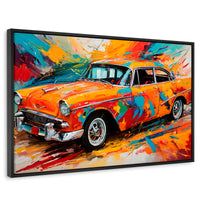 Cuadros Decorativos Canvas Revolution | Auto Retro Colorido | Rectangular | Portada | Marco Negro