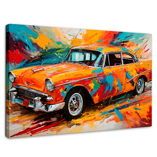 Cuadros Decorativos Canvas Revolution | Auto Retro Colorido | Rectangular | Portada | Marco SinMarco