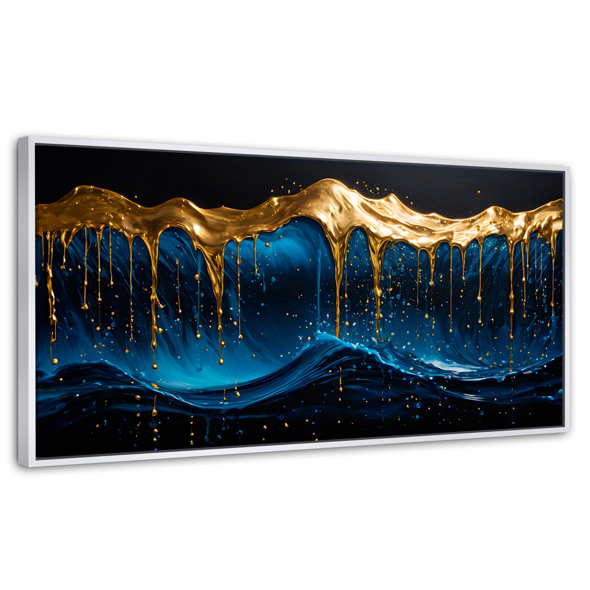 Cuadros Decorativos Canvas Revolution | Azul Dorado | Panoramico | Portada | Marco Dorado