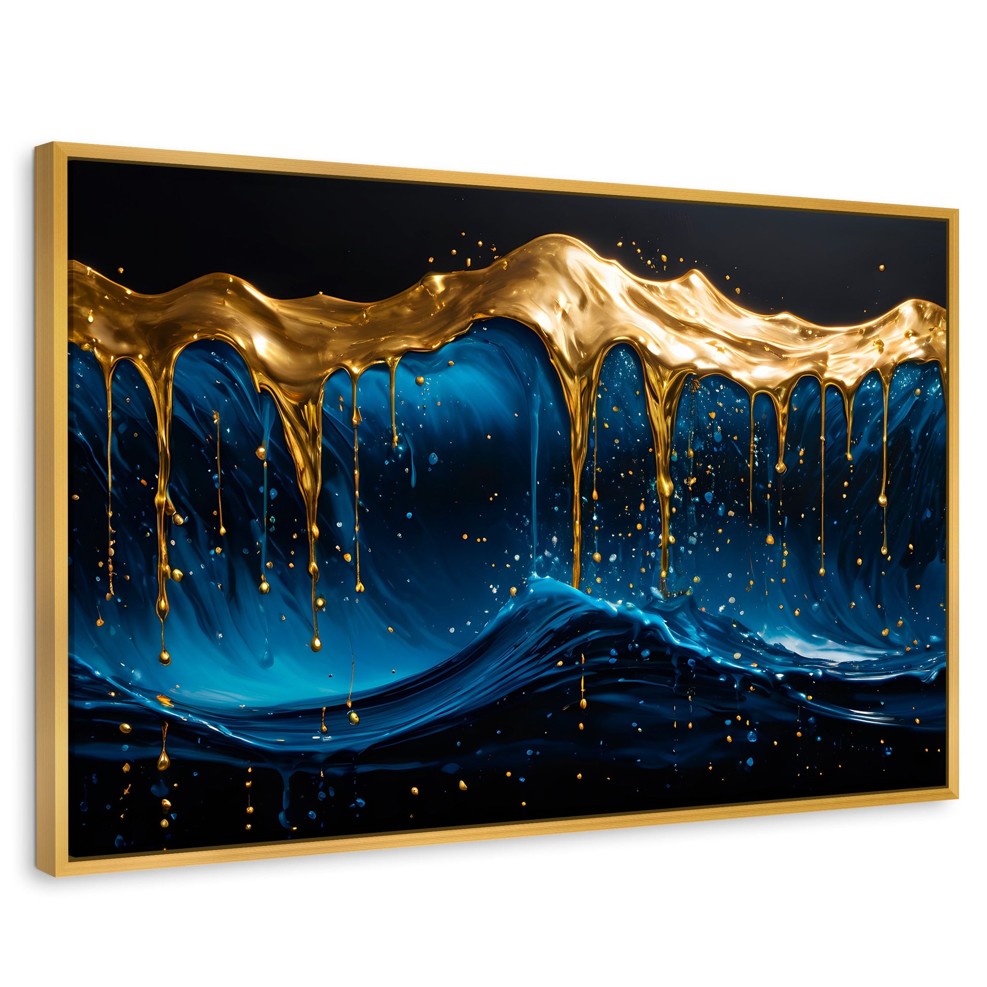 Cuadros Decorativos Canvas Revolution | Azul Dorado | Rectangular | Portada | Marco Dorado
