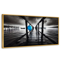 Cuadros Decorativos Canvas Revolution | Azul En El Muelle | Panoramico | Portada | Marco Madera