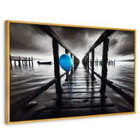 Cuadros Decorativos Canvas Revolution | Azul En El Muelle | Rectangular | Portada | Marco Dorado