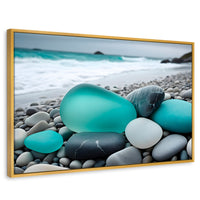 Cuadros Decorativos Canvas Revolution | Azul En La Orilla | Rectangular | Portada | Marco Dorado