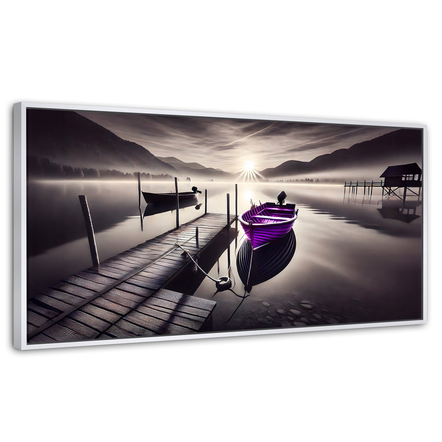 Cuadros Decorativos Canvas Revolution | Balza De Noche | Panoramico | Portada | Marco Dorado