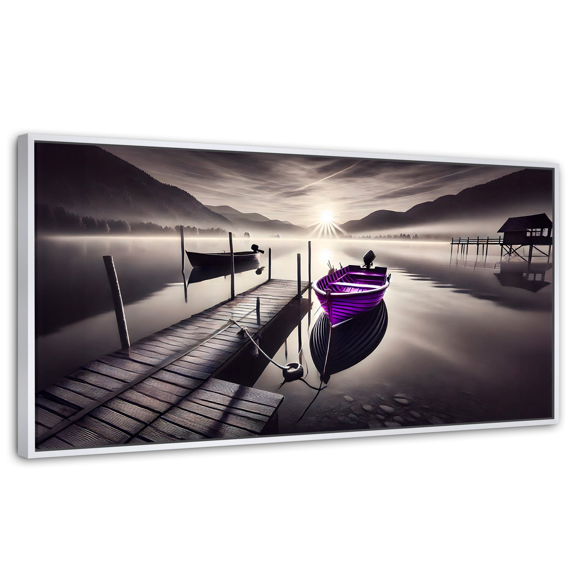 Cuadros Decorativos Canvas Revolution | Balza De Noche | Panoramico | Portada | Marco Dorado