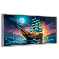 Cuadros Decorativos Canvas Revolution | Barco Mar Profundo | Panoramico | Portada | Marco Blanco