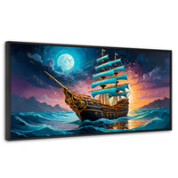Cuadros Decorativos Canvas Revolution | Barco Mar Profundo | Panoramico | Portada | Marco Plateado