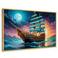 Cuadros Decorativos Canvas Revolution | Barco Mar Profundo | Rectangular | Portada | Marco Dorado