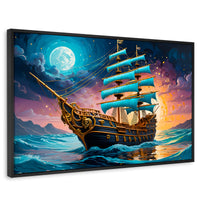 Cuadros Decorativos Canvas Revolution | Barco Mar Profundo | Rectangular | Portada | Marco Negro