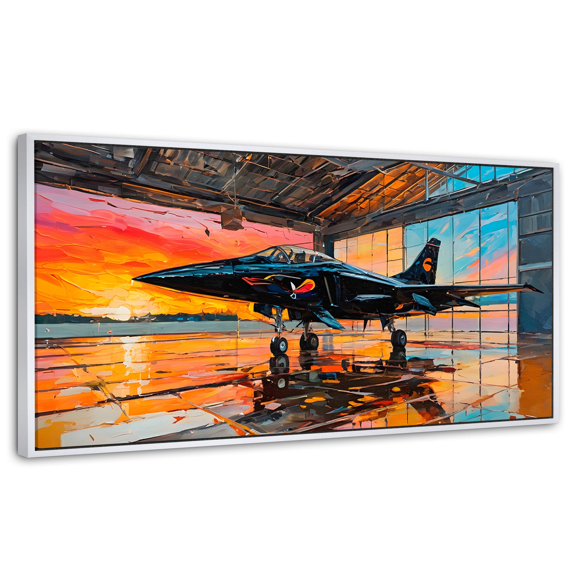 Cuadros Decorativos Canvas Revolution | Base Aerea Ocaso | Panoramico | Portada | Marco Blanco