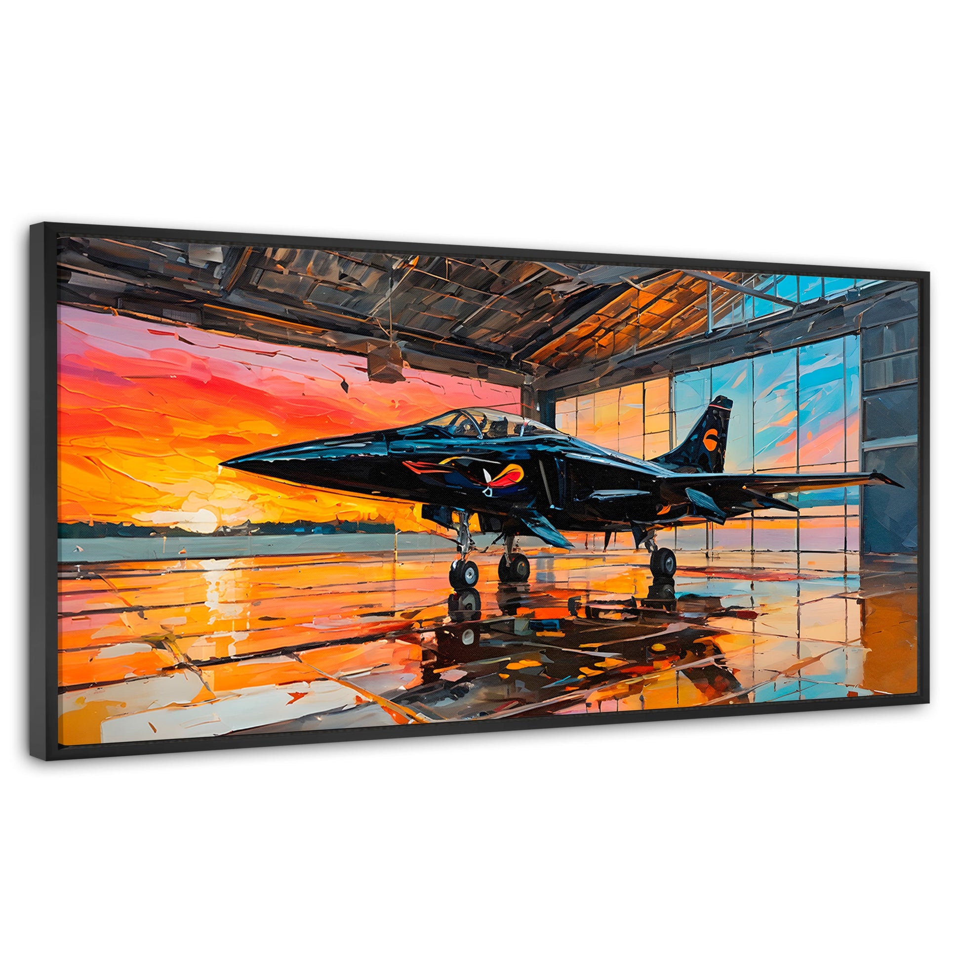 Cuadros Decorativos Canvas Revolution | Base Aerea Ocaso | Panoramico | Portada | Marco Negro