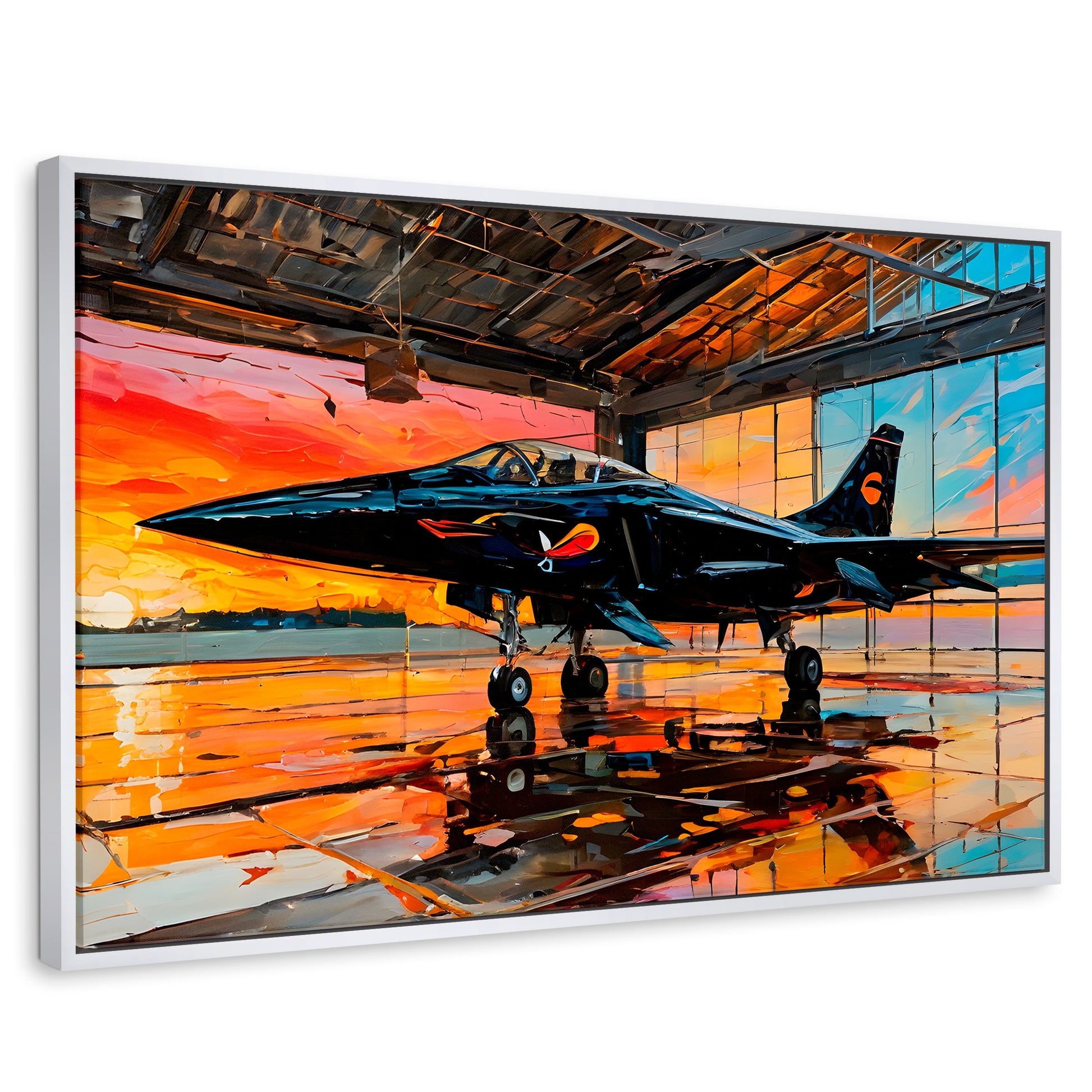 Cuadros Decorativos Canvas Revolution | Base Aerea Ocaso | Rectangular | Portada | Marco Blanco