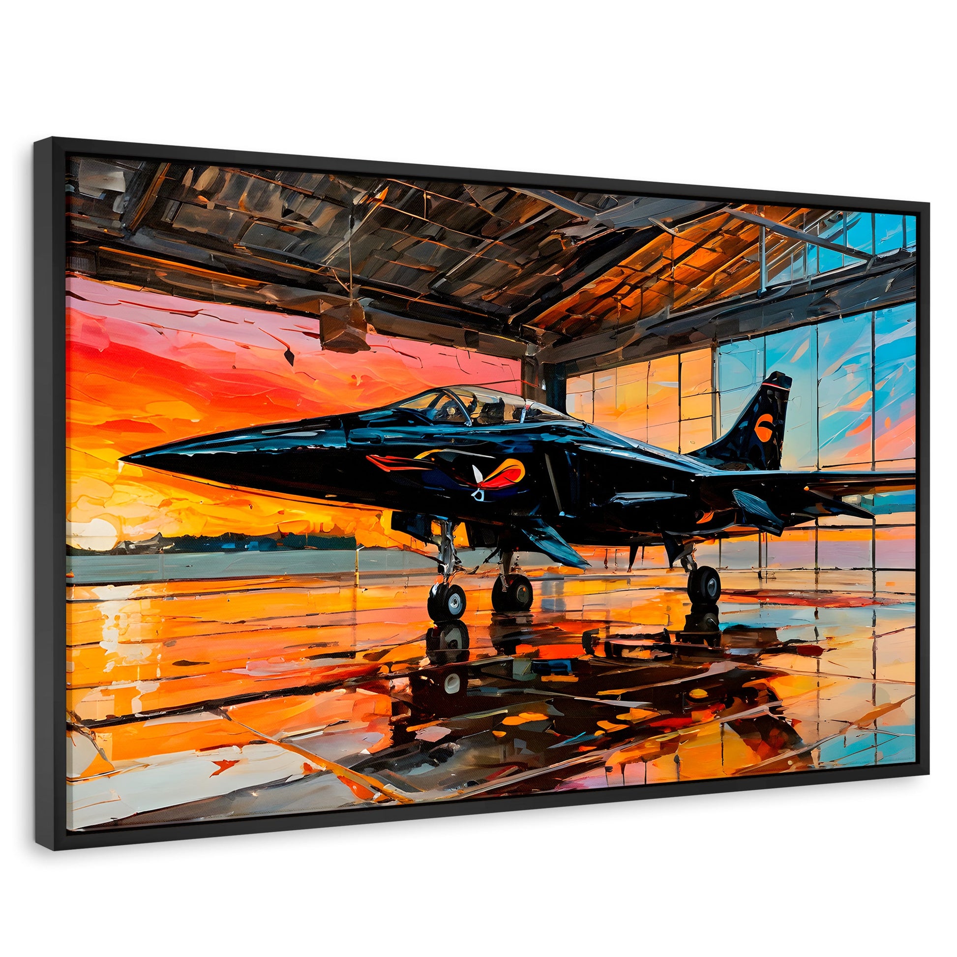Cuadros Decorativos Canvas Revolution | Base Aerea Ocaso | Rectangular | Portada | Marco Negro