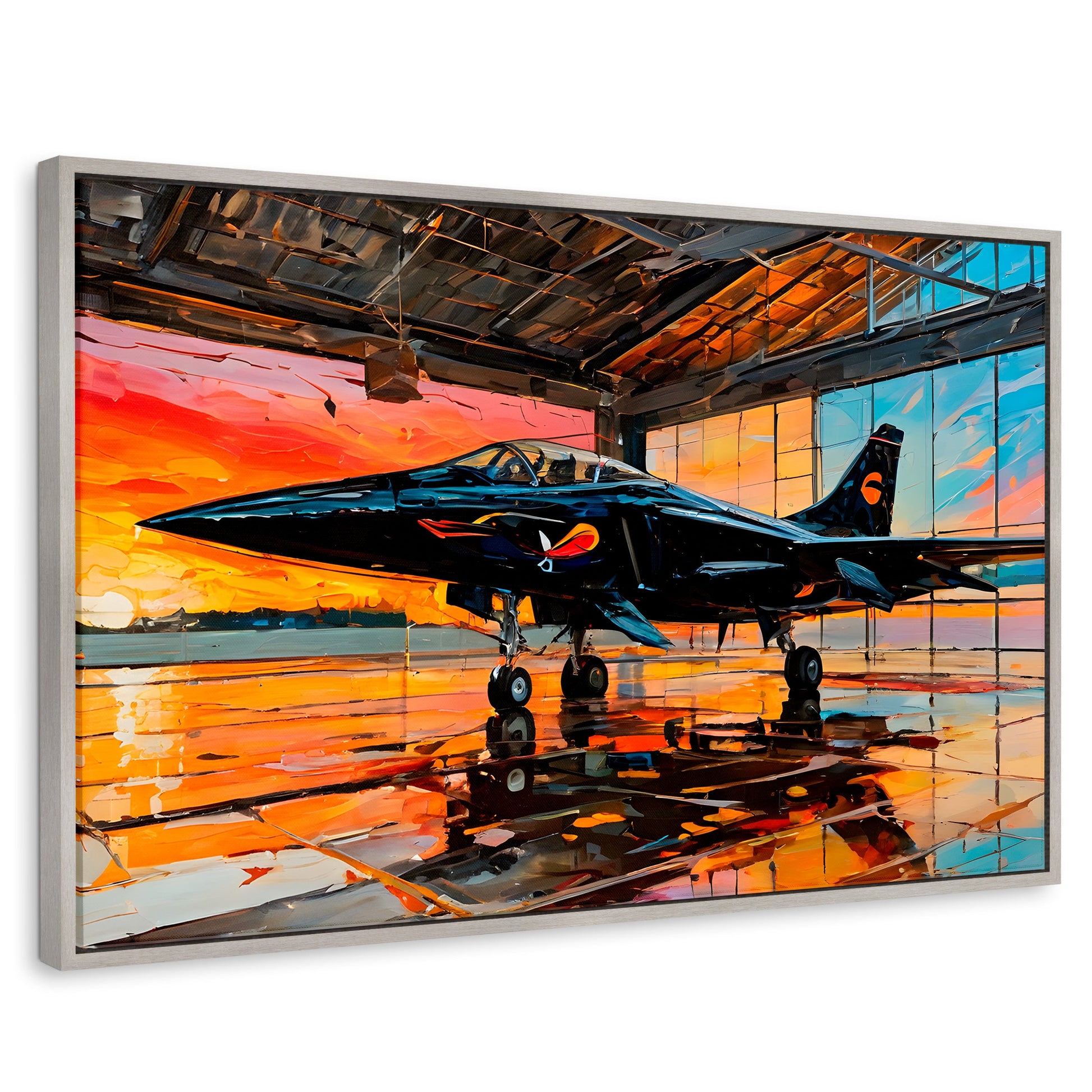 Cuadros Decorativos Canvas Revolution | Base Aerea Ocaso | Rectangular | Portada | Marco Plateado