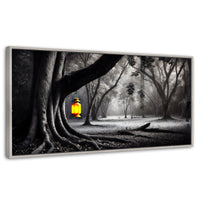 Cuadros Decorativos Canvas Revolution | Bosque Iluminado | Panoramico | Portada | Marco Blanco