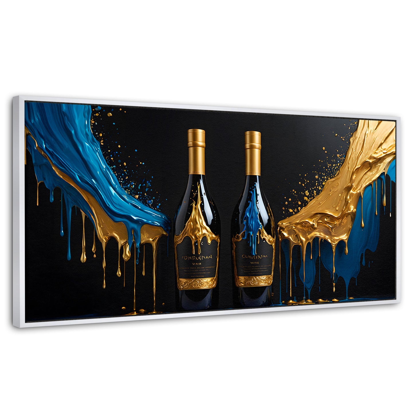 Cuadros Decorativos Canvas Revolution | Botella Azul Dorado | Panoramico | Portada