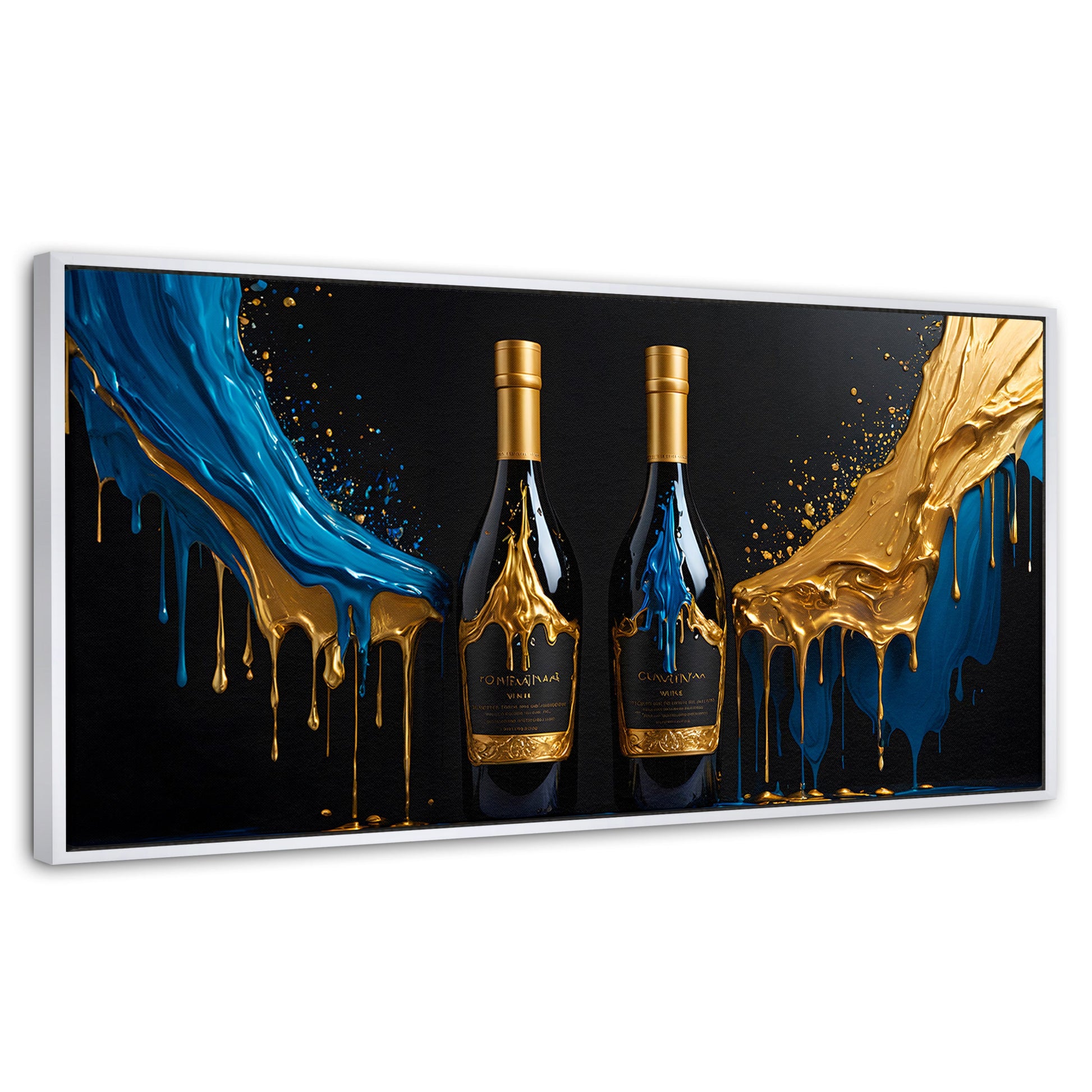 Cuadros Decorativos Canvas Revolution | Botella Azul Dorado | Panoramico | Portada