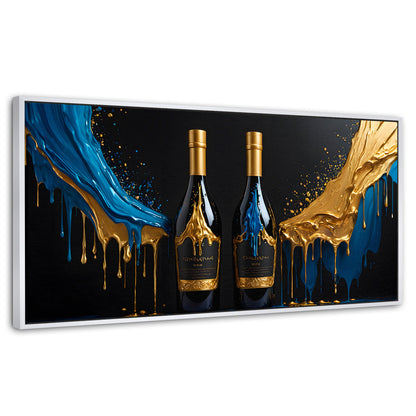 Cuadros Decorativos Canvas Revolution | Botella Azul Dorado | Panoramico | Portada