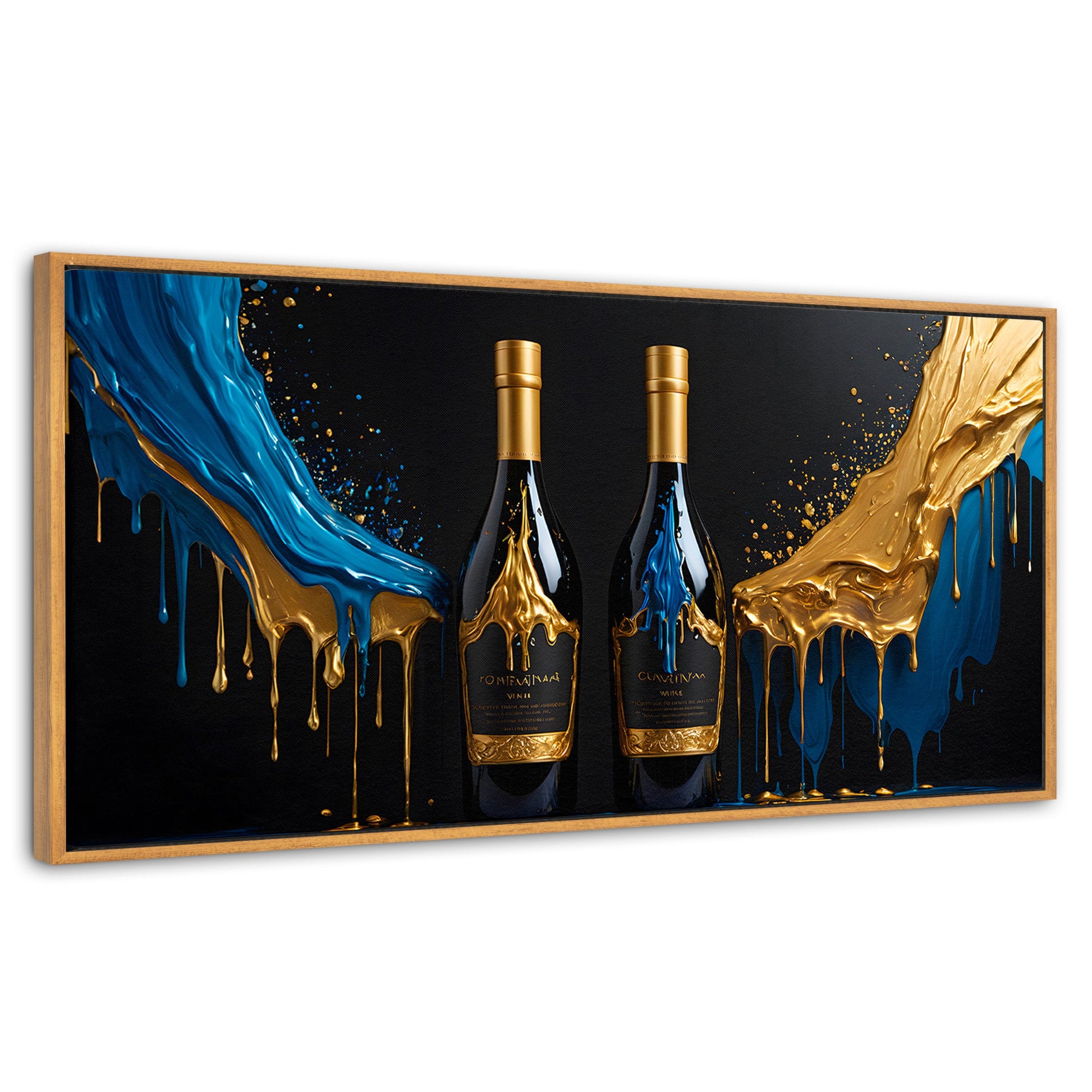 Cuadros Decorativos Canvas Revolution | Botella Azul Dorado | Panoramico | Portada