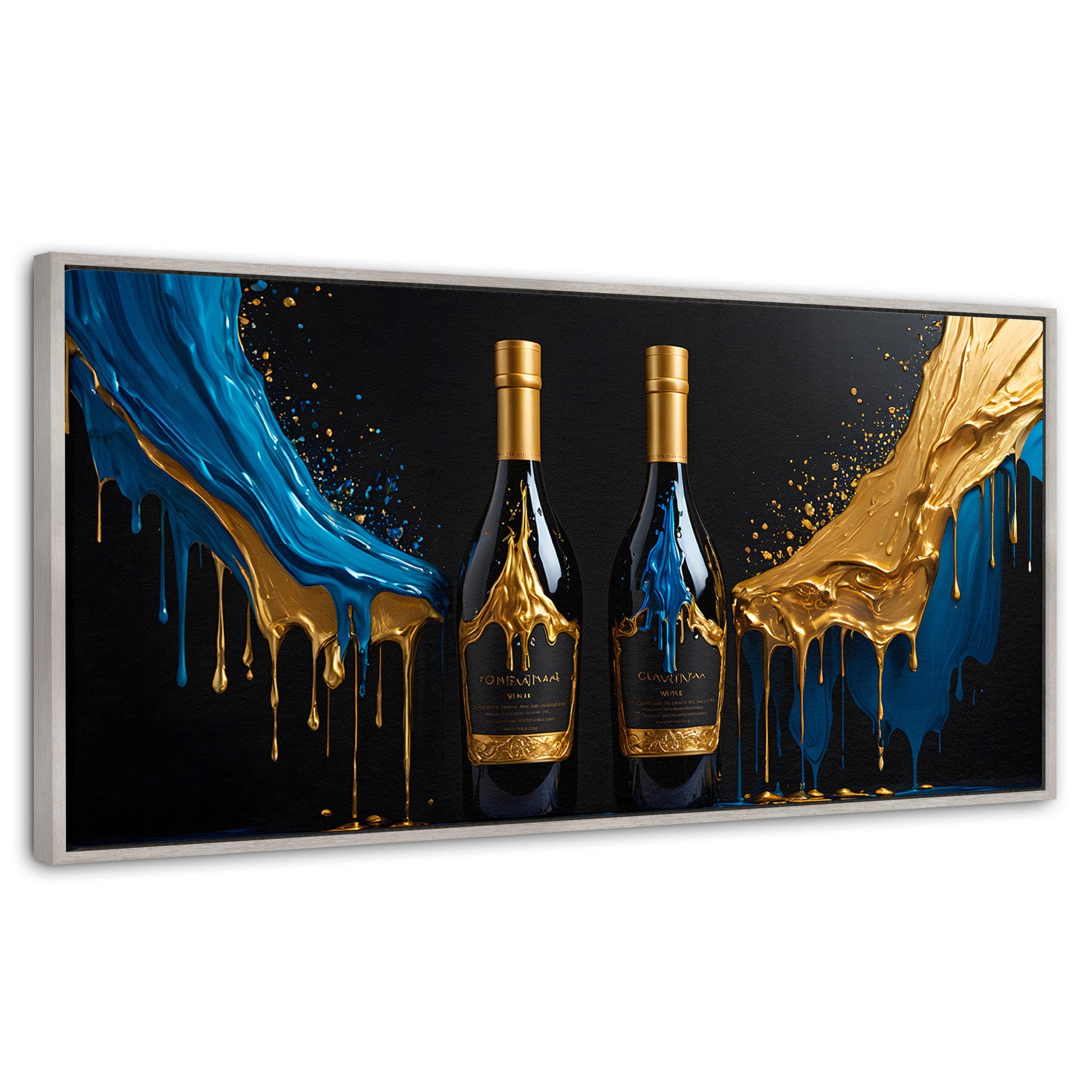 Cuadros Decorativos Canvas Revolution | Botella Azul Dorado | Panoramico | Portada