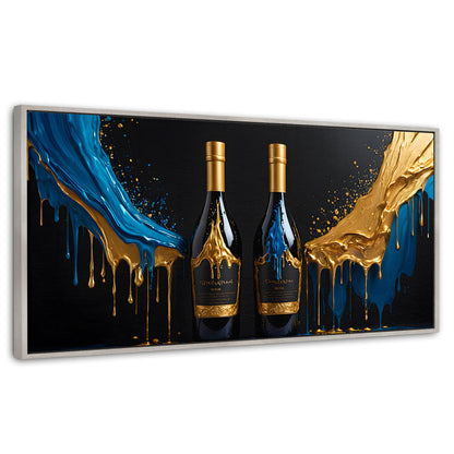Cuadros Decorativos Canvas Revolution | Botella Azul Dorado | Panoramico | Portada
