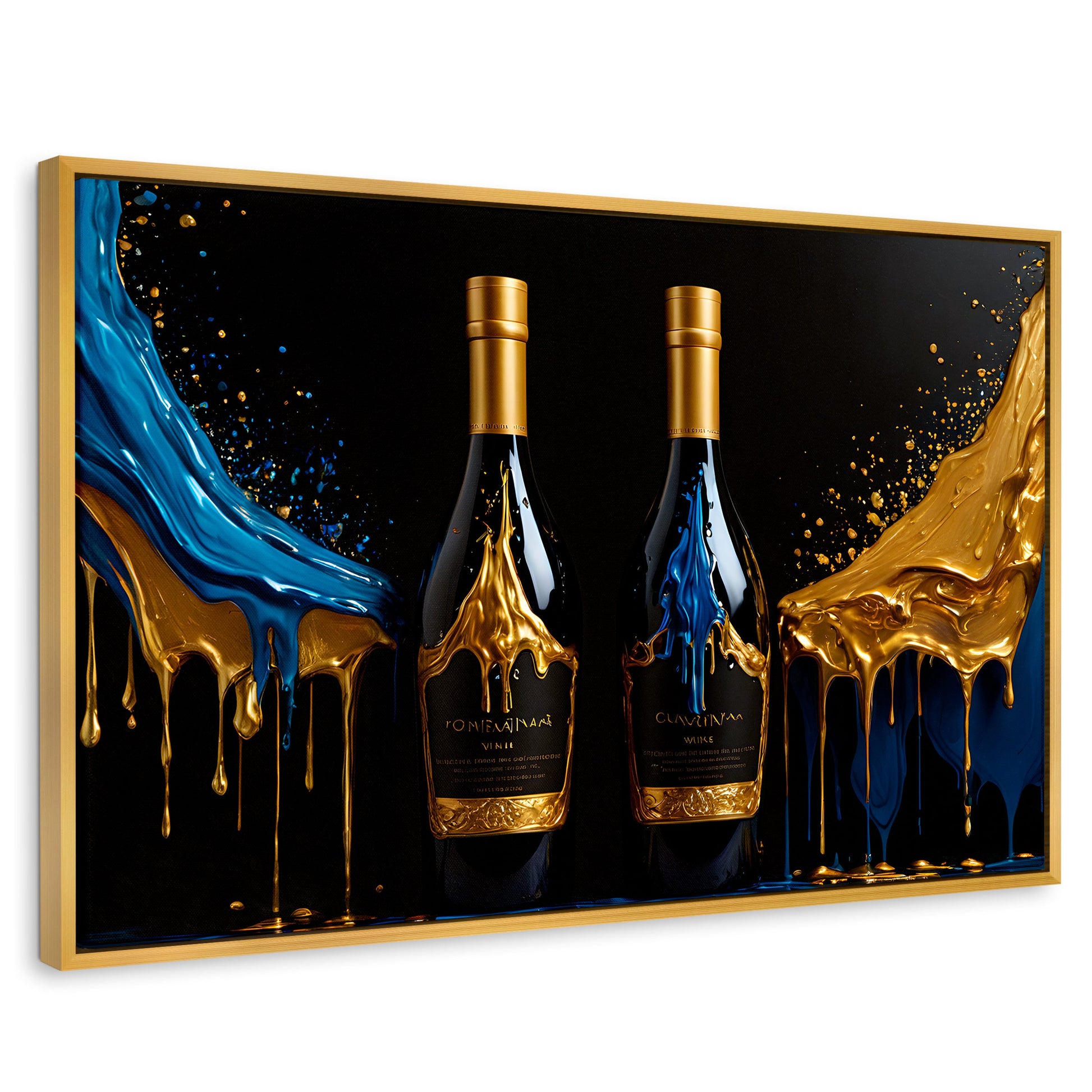 Cuadros Decorativos Canvas Revolution | Botella Azul Dorado | Rectangular | Portada