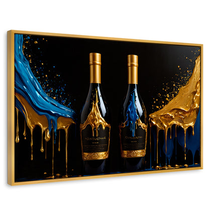 Cuadros Decorativos Canvas Revolution | Botella Azul Dorado | Rectangular | Portada