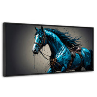 Cuadros Decorativos Canvas Revolution | Brillo Azul Equino | Panoramico | Portada | Marco Plateado