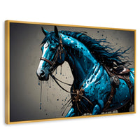 Cuadros Decorativos Canvas Revolution | Brillo Azul Equino | Rectangular | Portada | Marco Dorado