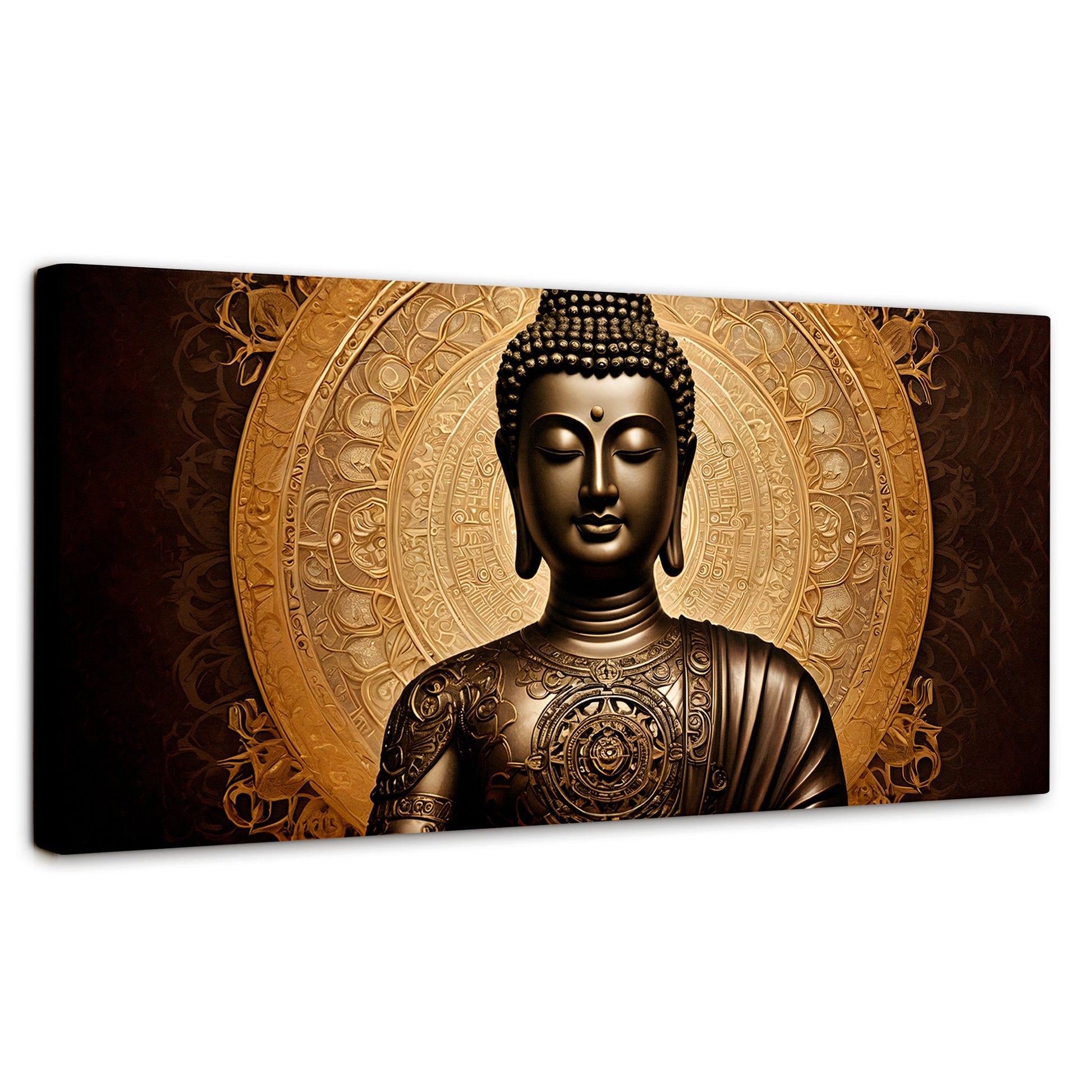 Cuadros Decorativos Canvas Revolution | Buda Astral Dorado | Panoramico | Portada | Marco SinMarco