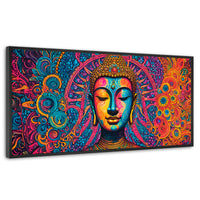 Cuadros Decorativos Canvas Revolution | Buda Mandala Neon | Panoramico | Portada