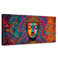 Cuadros Decorativos Canvas Revolution | Buda Mandala Neon | Panoramico | Portada