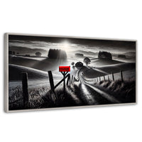Cuadros Decorativos Canvas Revolution | Buzon En La Pradera | Panoramico | Portada | Marco Blanco