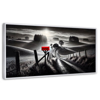 Cuadros Decorativos Canvas Revolution | Buzon En La Pradera | Panoramico | Portada | Marco Dorado