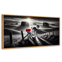 Cuadros Decorativos Canvas Revolution | Buzon En La Pradera | Panoramico | Portada | Marco Negro