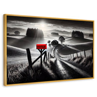 Cuadros Decorativos Canvas Revolution | Buzon En La Pradera | Rectangular | Portada | Marco Dorado